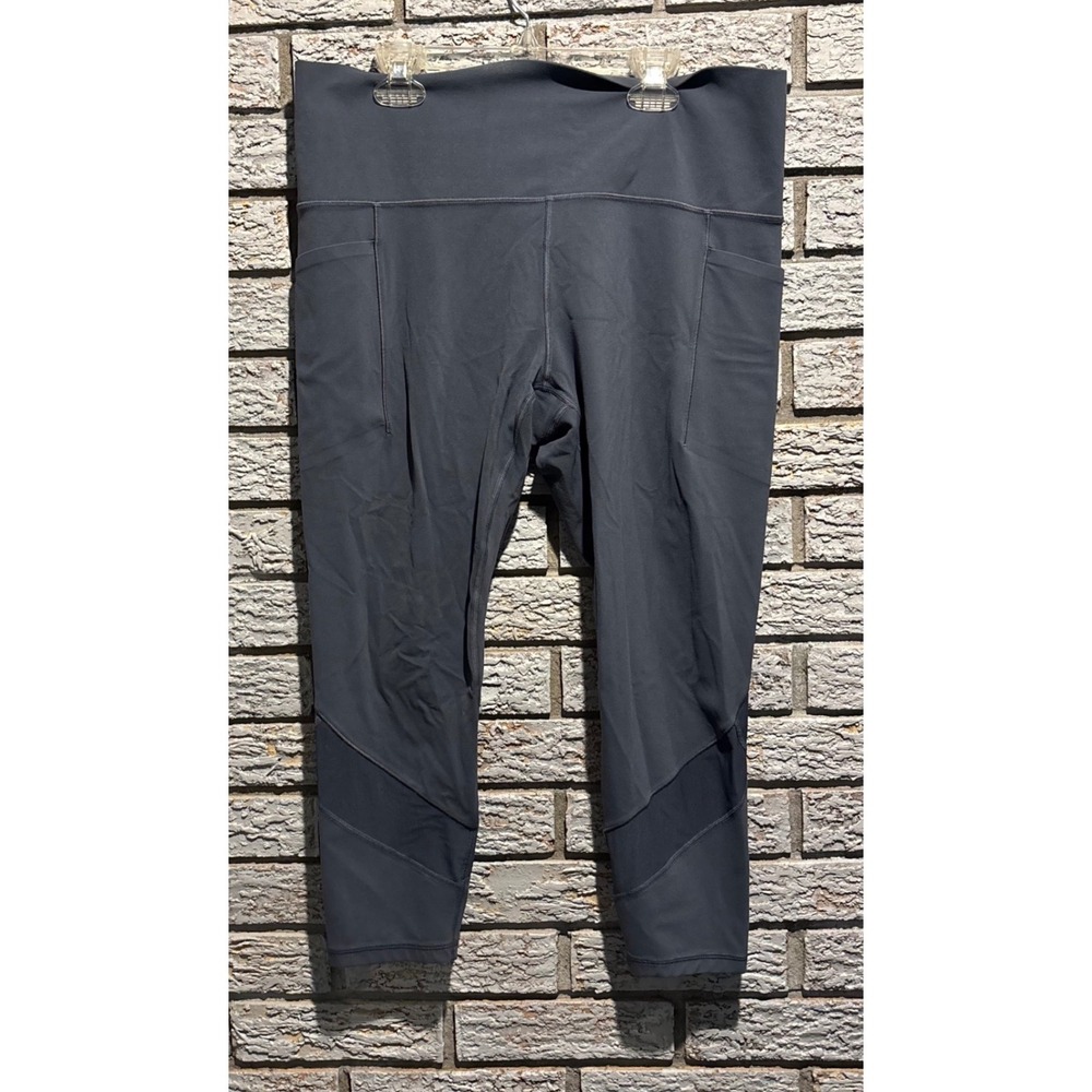 Athleta Salutation Stash Mesh Tight Dark Gray High Rise Leggings Womens XL